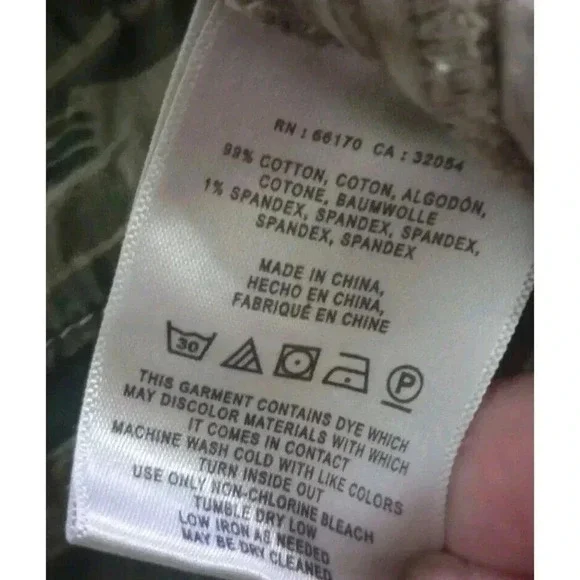 Anthropologie Chino Pants Embroidered Side Stripe Straight Leg Olive Green Sz 27 - Picture 9 of 9